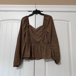 Brown blouse with black spots